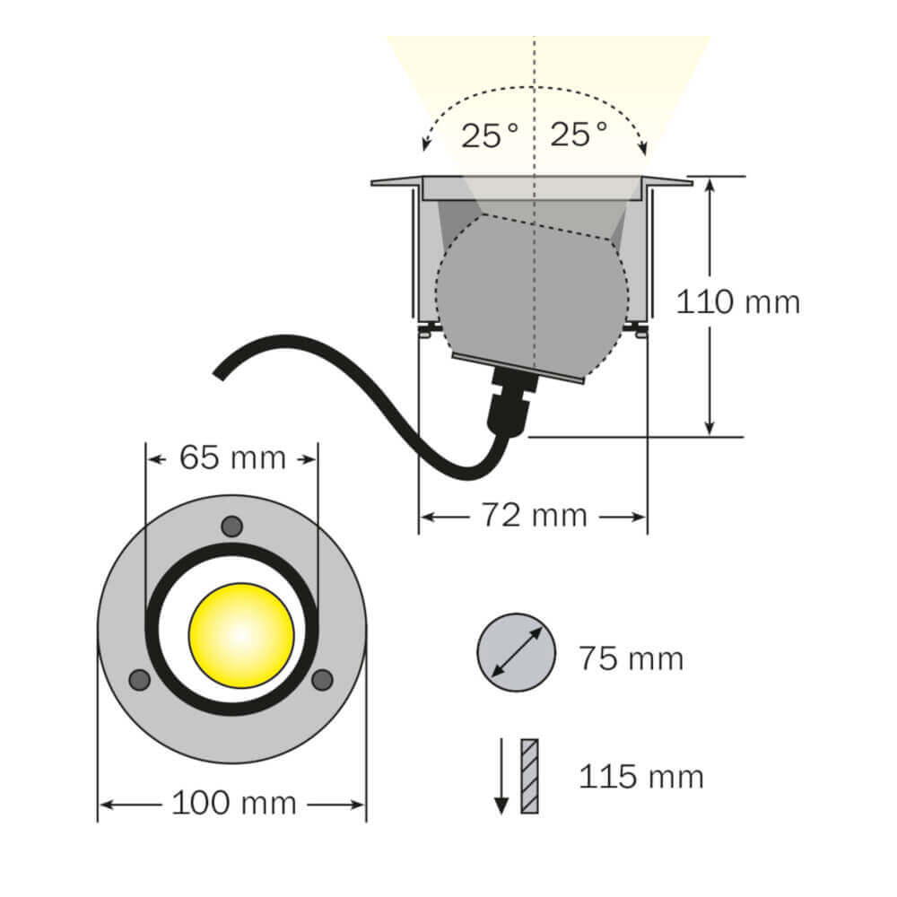 Bodeneinbaustrahler von dot-spot brilliance 10 W LED Einbaustrahler, verschraubbar für erhöhten Diebstahlschutz 30610.830.10.33