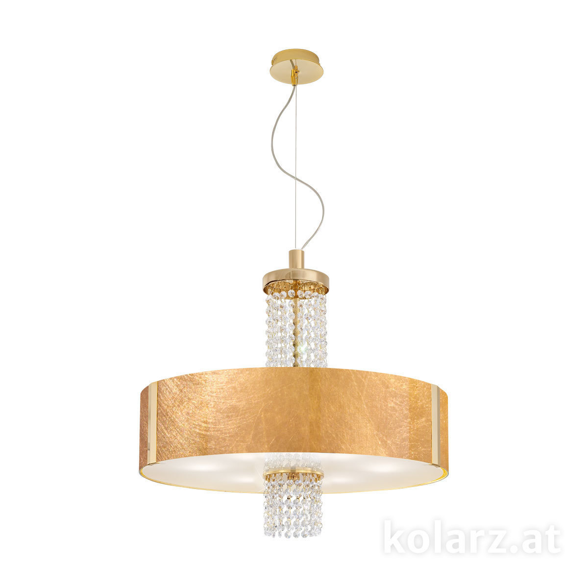 KOLARZ-Austrolux LeuchtenHängeleuchte EMOZIONE, KOLARZ Pure, Gold 24K, Blattgold D 60 cm,  min. Höhe 60 cm, max. Höhe 198 cm, 6 flg., E27, 60 W
