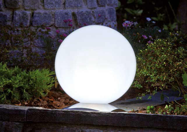 EPSTEIN Design LeuchtenKugelleuchte Snowball 40 cm Durchmesser mit Edelstahlfuß