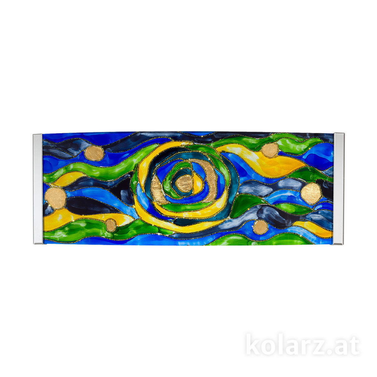 KOLARZ-Austrolux LeuchtenWandleuchte EMOZIONE, Gold 24K, Aqua Blue Breite 40 cm, Höhe 20 cm, Ausladung 10 cm, 2 flg., G9, 25 W