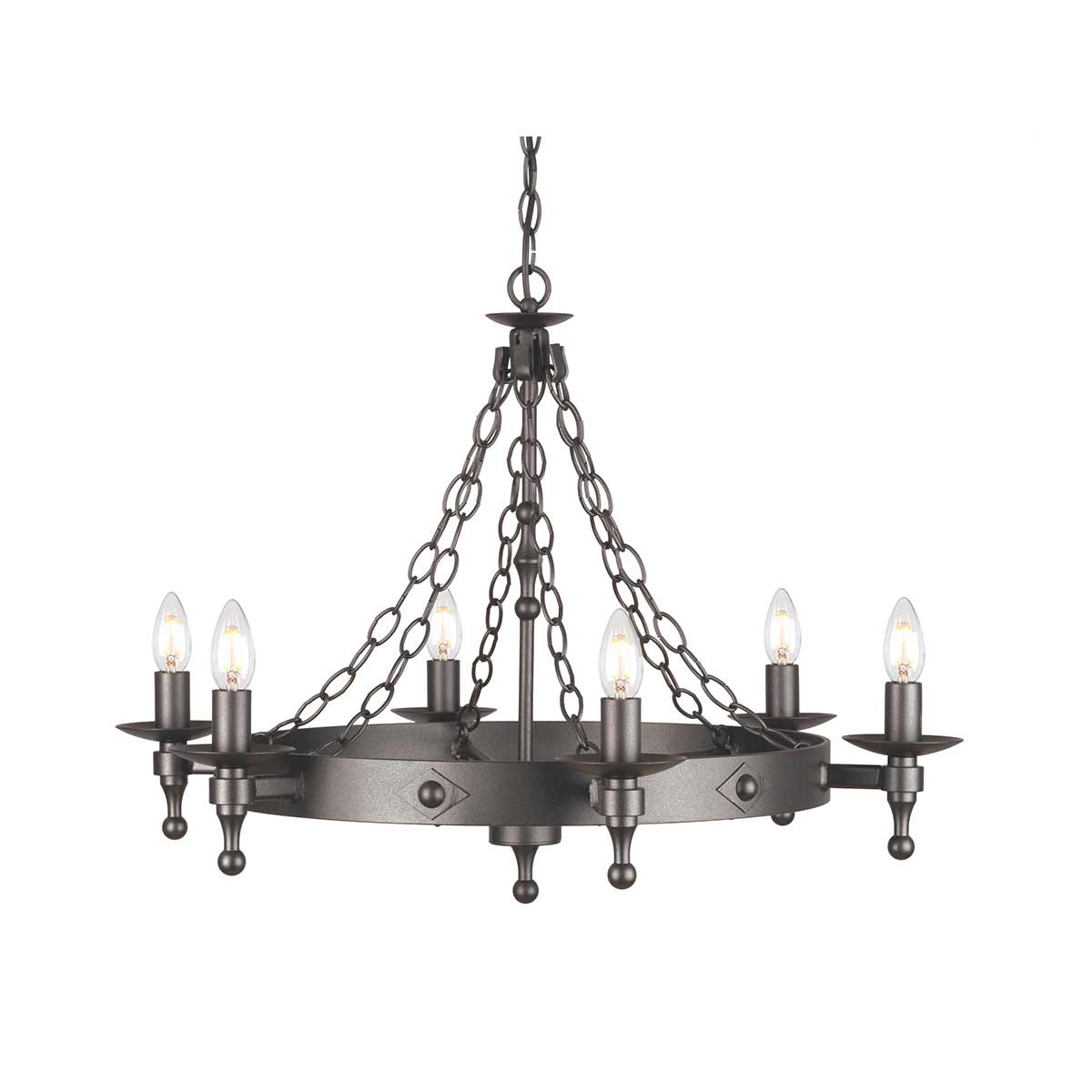 Elstead - WR6-GRAPHITE - Warwick 6 Light Chandelier - Graphite Black