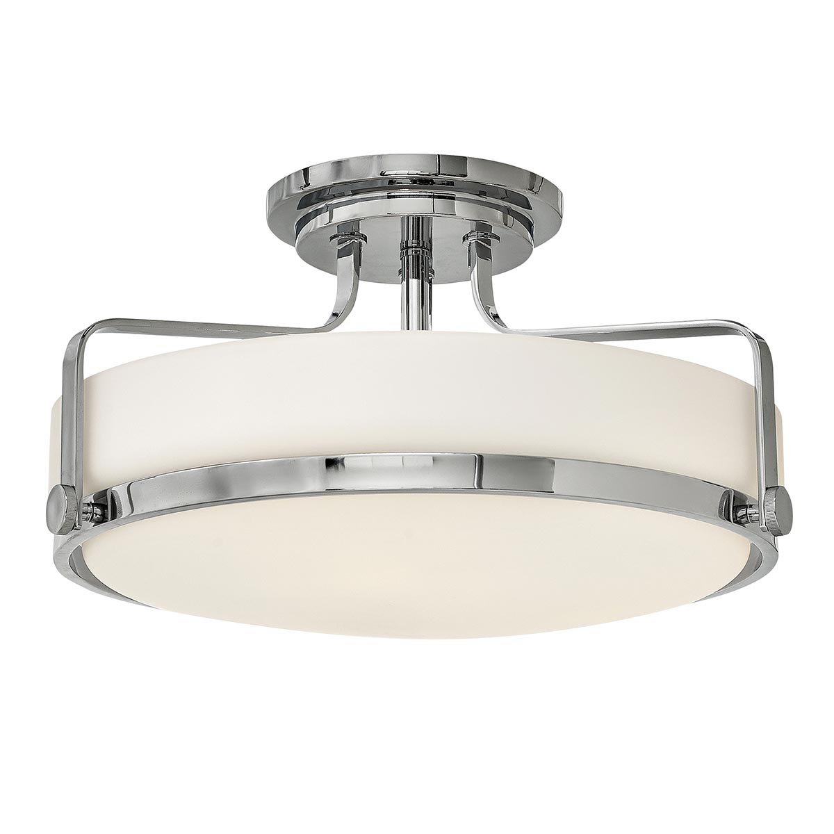 ElsteadHarper 3 Light Medium Semi-Flush - Poliertes Chrom, Stahl, Opal geätztes Glas