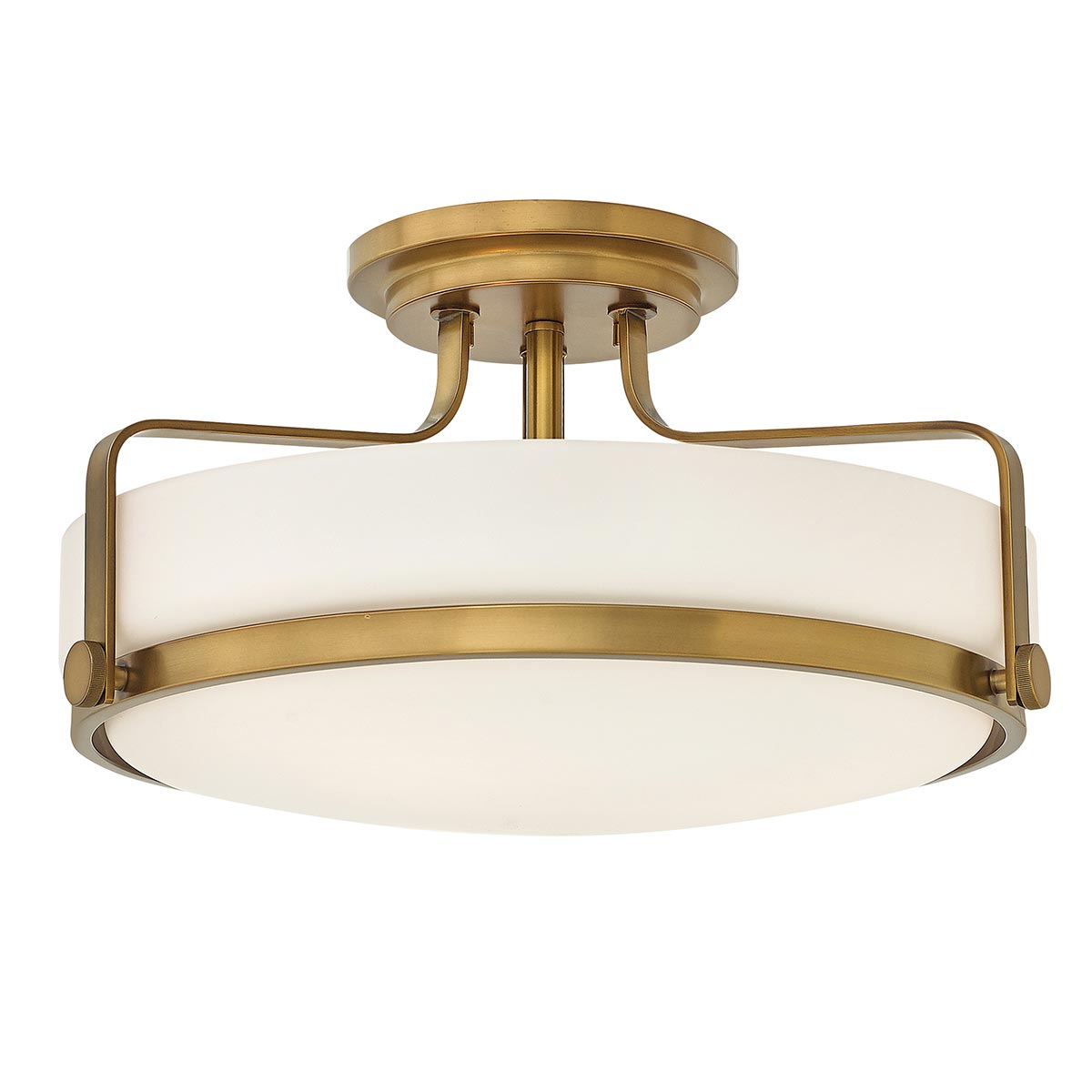 ElsteadHarper 3 Light Medium Semi-Flush - Heritage Brass, Stahl, Opal geätztes Glas