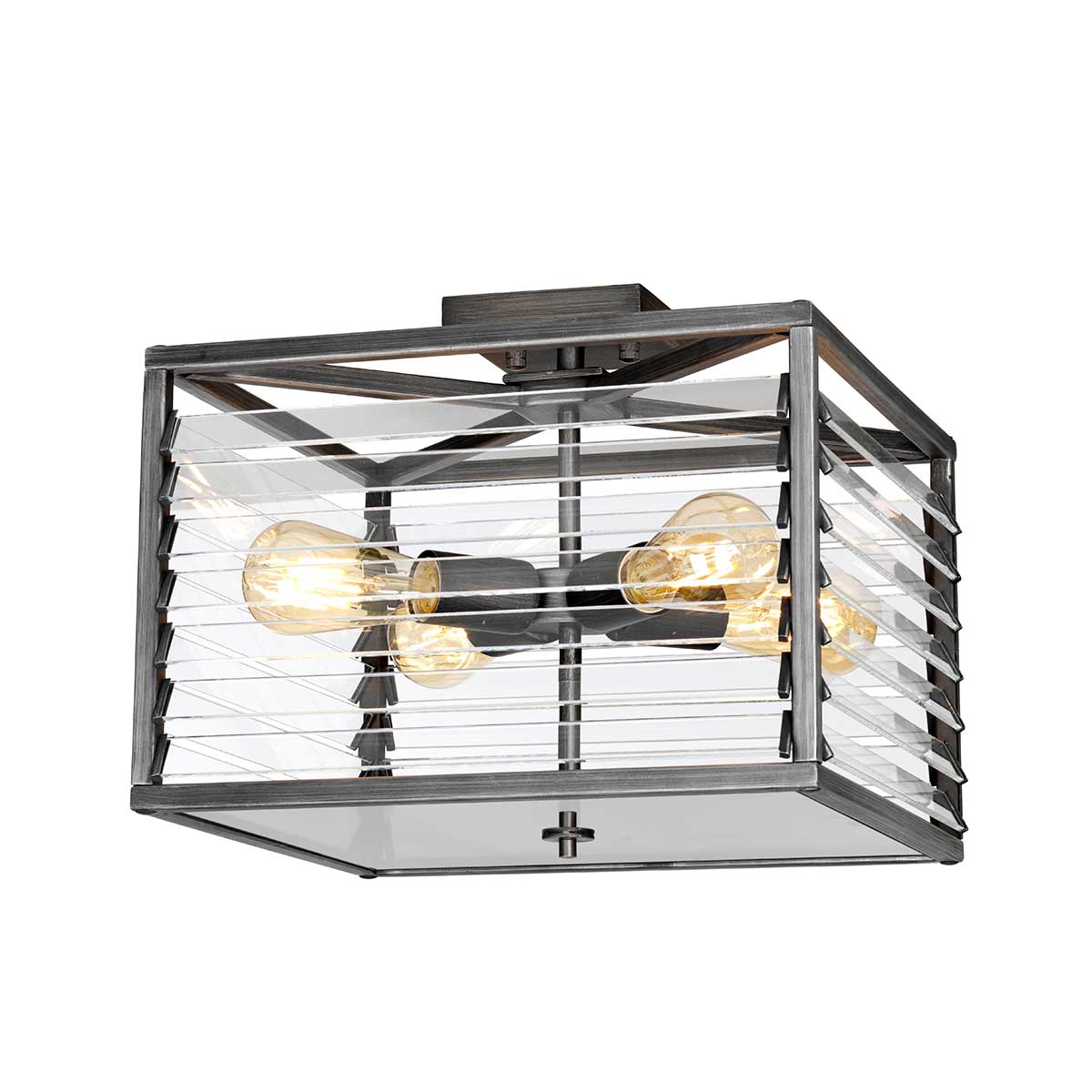 Elstead - LOUVRE-4F - Louvre 4 Light Flush - Painted Gunmetal