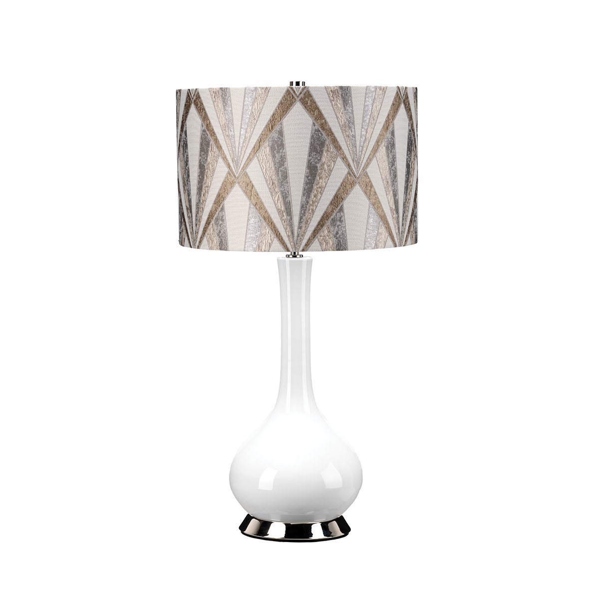 ElsteadMilo 1 Light Table Lamp - Polished Nickel, White, Silver