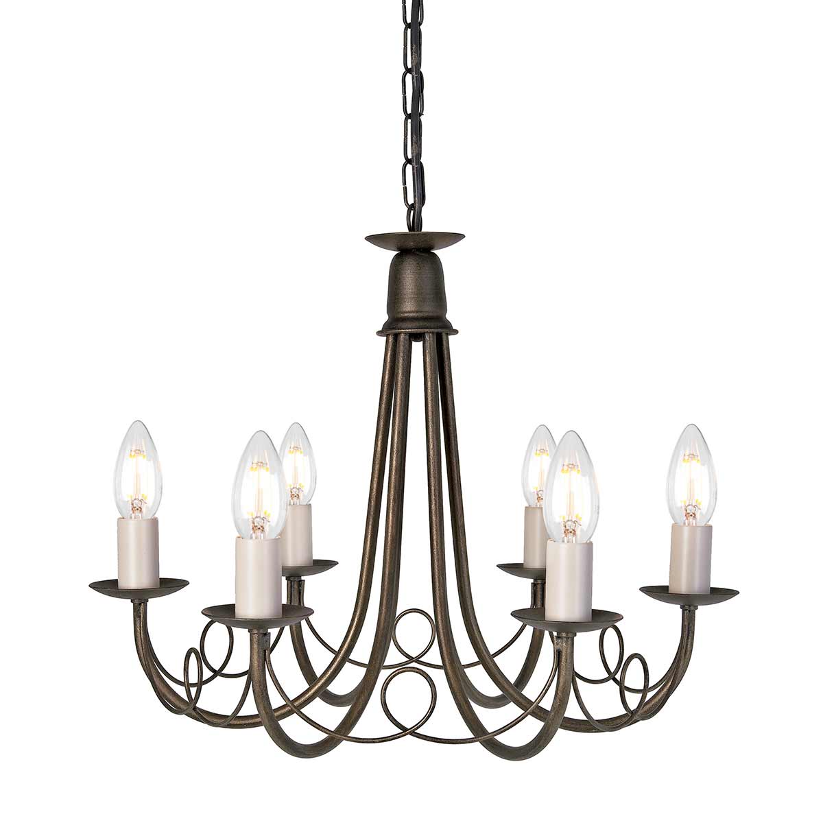 ElsteadMinster 6 Light Chandelier - Black/ Gold Patina