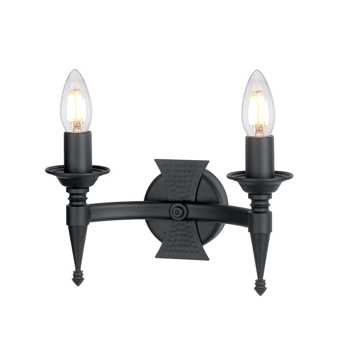 Elstead - SAX2-BLK - Saxon 2 Light Wandleuchte - Schwarz
