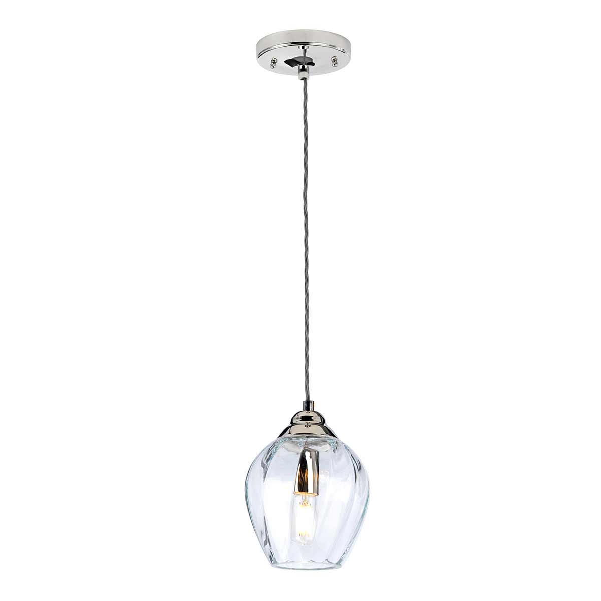 Elstead - TIBER-P-CLEAR - Tiber 1 Light Pendelleuchte - Nickel poliert/klares Glas