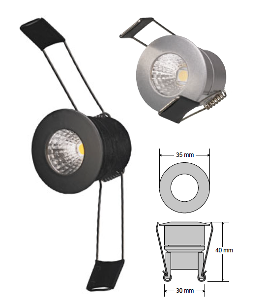 Einbauleuchten & Einbaulampen für Garten und Außenbereich von dot-spot mikra 1W LED Einbauleuchte, rund, 35 mm, mit Haltefedern 10401.830