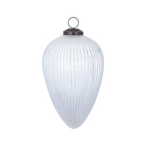 Weihnachtskugeln für festliche Dekoration von PTMD Alena Weißer Glas-Kegelanhänger Perlmutt-Finish L 728246