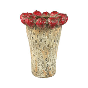 Fruitsy Roter runder Terrakotta-Topf Erdbeeren hoch L