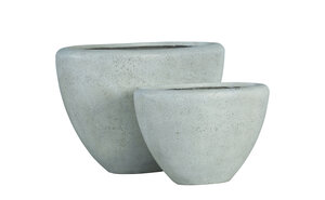 Dashima Creme GRC Topf hoch oval, 2er-Set