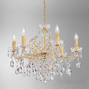 KOLARZ-Austrolux Leuchten Hängeleuchte, Pendelleuchten & Hängelampen von KOLARZ-Austrolux Leuchten Luster SCHÖNBRUNN, KOLARZ Pure, Gold 24K D 60 cm, Höhe 97 cm, min. Höhe 67 cm, max. Höhe 47 cm, 6 flg., E14, 40 W 3844.86.3.SpT