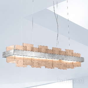 KOLARZ-Austrolux Leuchten von KOLARZ-Austrolux Leuchten Luster RETTANGOLO, Blattsilber Länge 110,6 cm, Höhe 262 cm, min. Höhe 29 cm, 1 flg., LED, 32,8 W 6040.80151/Fm