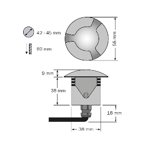 Bodeneinbaustrahler von dot-spot dome-spot LED Dome-Spot, rund, einseitiger Lichtauslass 34101.927.33