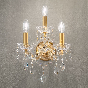 KOLARZ-Austrolux Leuchten Wandleuchten & Wandlampen von KOLARZ-Austrolux Leuchten Wandleuchte SCHÖNBRUNN, KOLARZ Pure, Gold 24K Breite 28 cm, max. Höhe 32 cm, Ausladung 29 cm, 3 flg., E14, 40 W 3844.63.3.SpT