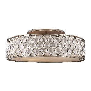 Lucia 6 Deckenleuchte - Brüniertes Silber mit Leinen-Stoff-Schirm von Elstead