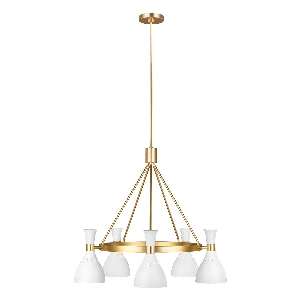 Joan 5 Licht-Kronleuchter - Mattes Weiß / Brüniertes Messing von Elstead