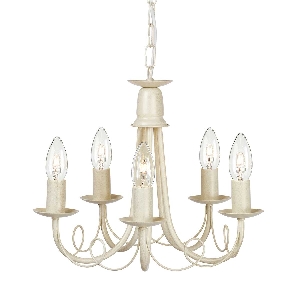 Minster 5 Light Chandelier - Ivory/ Gold Patina von Elstead