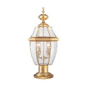 Newbury 2 Light Pedestal - Lacquered Polished Brass von Elstead