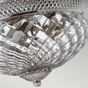 Serie PLANTATION VON ALLE von Alle von Elstead Plantation 3 Light Large Flush - Nickel poliert, antik HK-PLANT-F-L-PL