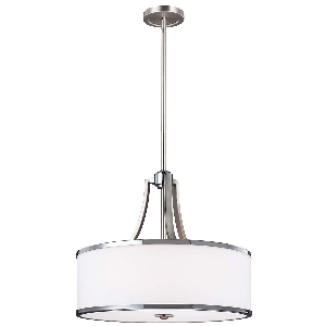 Prospect Park 4 Licht Uplight Pendelleuchte - Satin Nickel mit Chrom von Elstead