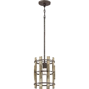 Wood Hollow Mini Pendelleuchte - Rustikales Schwarz von Elstead