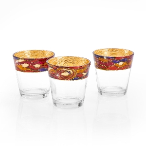 KOLARZ-Austrolux Leuchten von KOLARZ-Austrolux Leuchten Teelichtset, 3 teilig Aqua rot Handbemalt 8000.90084.003/AQ4