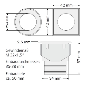 dot-spot von dot-spot brilliance mini LED-Einbauleuchte 1 W quadratisch, diffus, 5 m Gummikabel mit Stecker - Ausstellungsstück - 2074.21.42.02