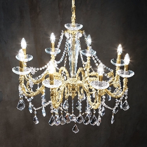 KOLARZ-Austrolux Leuchten Artikel von KOLARZ-Austrolux Leuchten Luster CONTARINI CRYSTAL, KOLARZ Pure, Gold 24K D 85 cm, Höhe 144 cm, min. Höhe 99 cm, max. Höhe 144 cm, 8 flg., E14, 60 W 1299.88.3.SpT