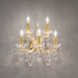 KOLARZ-Austrolux Leuchten Wandleuchten & Wandlampen von KOLARZ-Austrolux Leuchten Wandleuchte SCHÖNBRUNN, KOLARZ Pure, Gold 24K Breite 40 cm, max. Höhe 37 cm, Ausladung 33 cm, 5 flg., E14, 40 W 3844.63+2.3.SpT