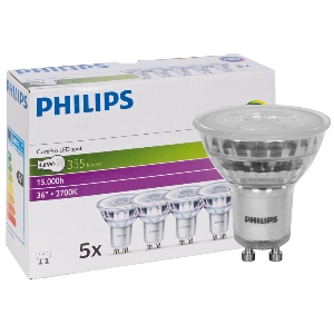 Serie HALOGENLAMPEN von UNI-Elektro von UNI-Elektro 5er Set Philips CorePro LEDspot MV GU10 4.6W 827 36D | Extra Warmweiß - Ersetzt 50W 5x231002