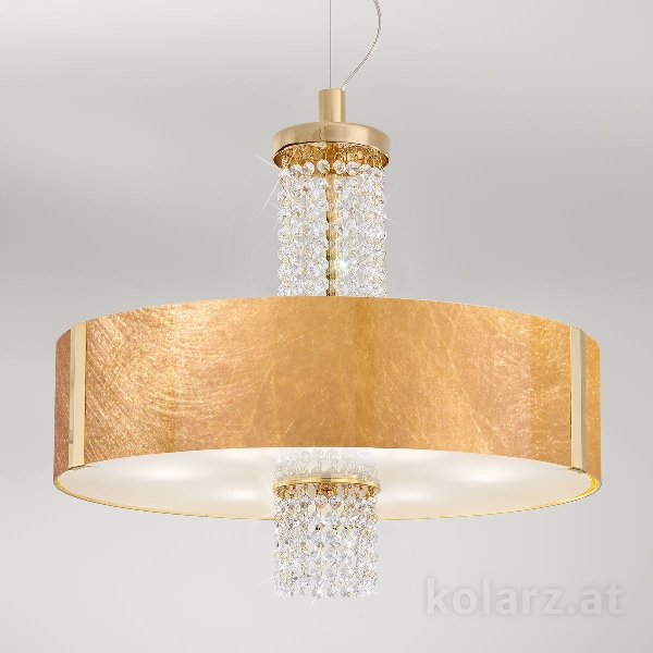 Hängeleuchte EMOZIONE, KOLARZ Pure, Gold 24K, Blattgold D 60 cm,  min. Höhe 60 cm, max. Höhe 198 cm, 6 flg., E27, 60 W der Firma KOLARZ-Austrolux Leuchten