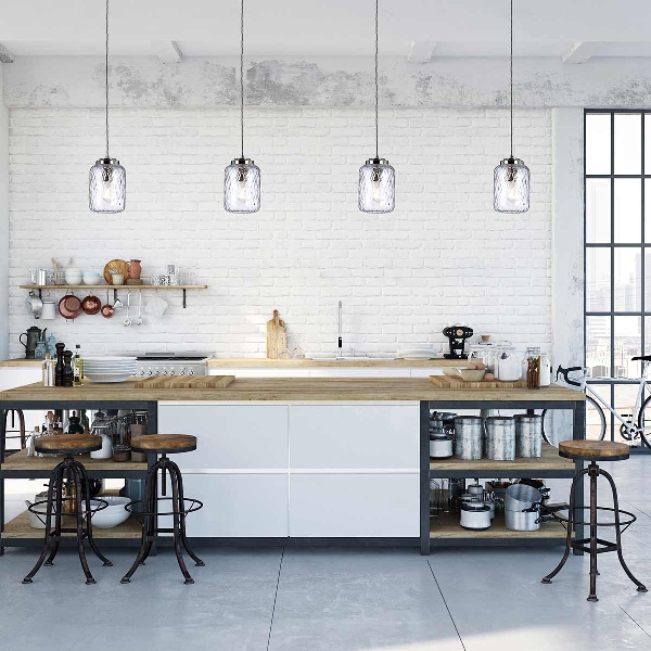 Sola 1 leichte Pendelleuchte - Nickel poliert, klares Glas der Firma Elstead