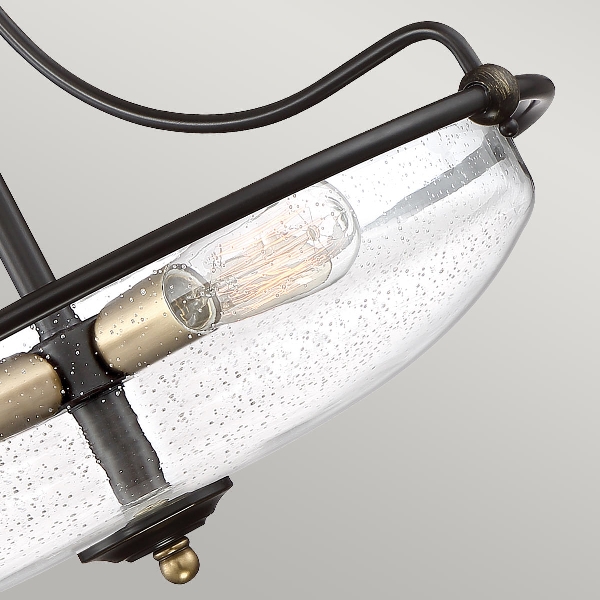 Griffin 3 Light Semi-Flush - C - Palladian Bronze mit Akzenten aus verwittertem Messing der Firma Elstead