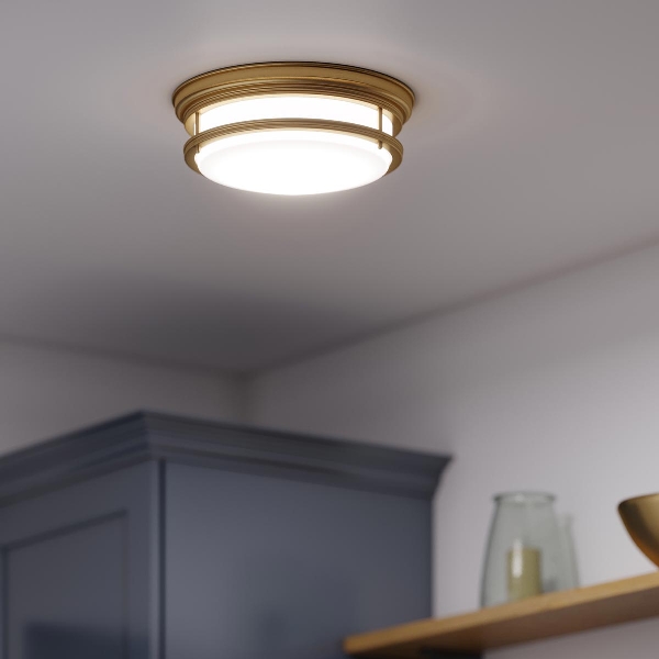 Hadley 3 Lichtbündig - Gebürstete Bronze der Firma Elstead