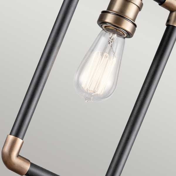 Imahn 1 Light Mini Pendelleuchte - Schwarz und Naturmessing der Firma Elstead