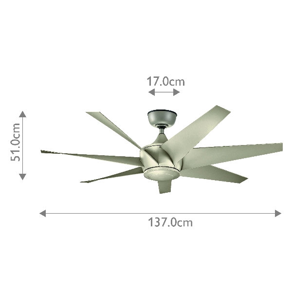 Lehr II - 54in / 137cm Ventilator - Antik Satin Silber der Firma Elstead
