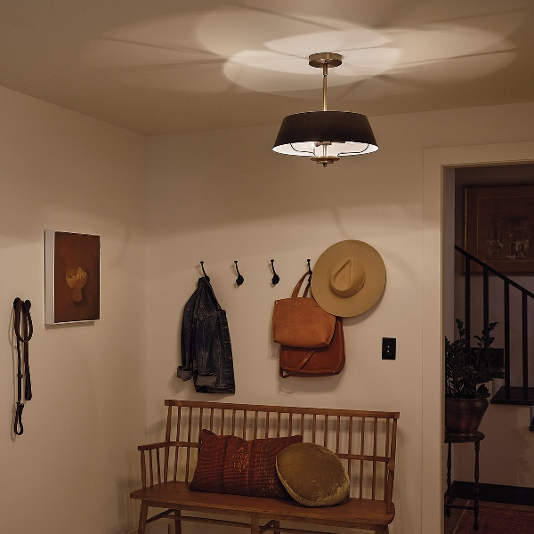 Luella 3lt Duo-Mount Pendant - Black & Brass der Firma Elstead