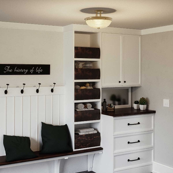 Mantle 2 Light Semi-Flush - Weathered Brass der Firma Elstead