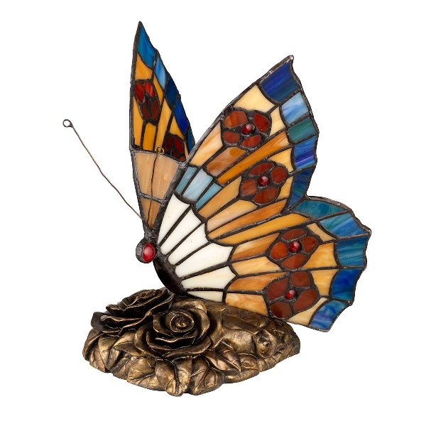 Tiffany Animal Lamps Orange Schmetterling Lampe - Architektonische Bronze der Firma Elstead