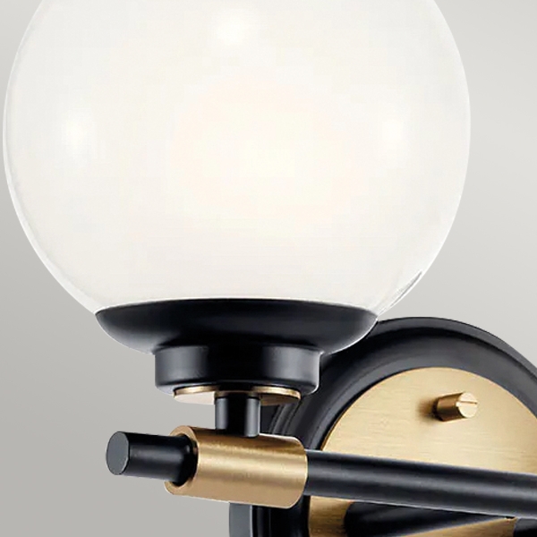 Benno 2 lt Wandleuchte - Schwarz & Champagner Bronze der Firma Elstead