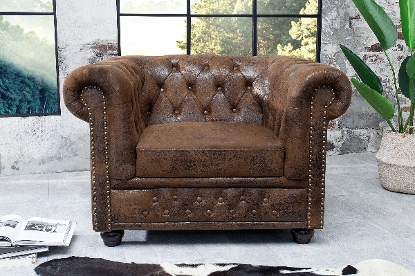 Sessel CHESTERFIELD Antiklook braun der Firma Casa Élite