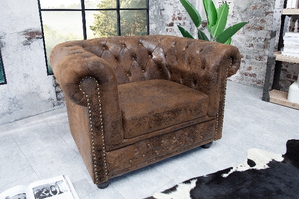 Sessel CHESTERFIELD Antiklook braun der Firma Casa Élite