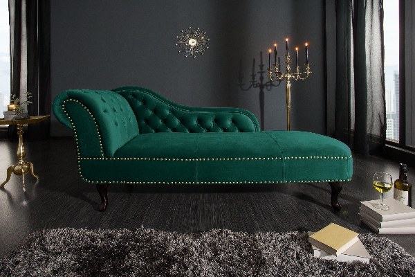 Recamiere CHESTERFIELD 170cm Samt smaragdgrün im Barockstil der Firma Casa Élite