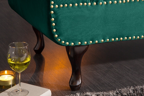 Recamiere CHESTERFIELD 170cm Samt smaragdgrün im Barockstil der Firma Casa Élite