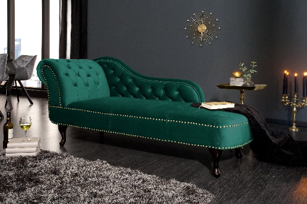 Recamiere CHESTERFIELD 170cm Samt smaragdgrün im Barockstil der Firma Casa Élite