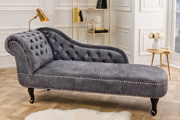 Recamiere CHESTERFIELD 170cm Samt grau der Firma Casa Élite
