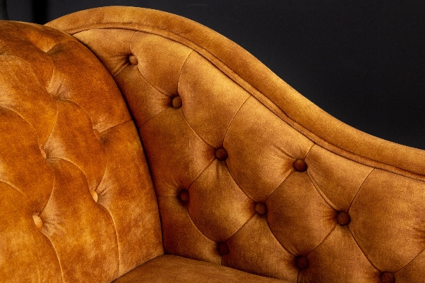 Recamiere CHESTERFIELD 170cm Samt senfgelb der Firma Casa Élite
