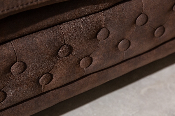 Sofa CHESTERFIELD 210cm 3-Sitzer Mikrofaser Vintage braun der Firma Casa Élite